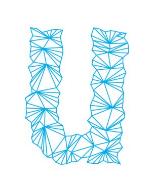 Çokgen mavi özet yazı tipi. Sanat vektörü harfi.