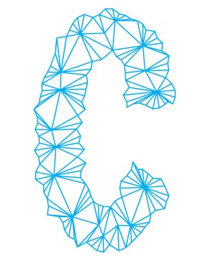 Çokgen mavi özet yazı tipi. Sanat vektörü harfi.