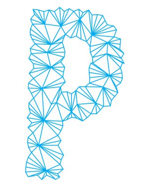 Çokgen mavi özet yazı tipi. Sanat vektörü harfi.