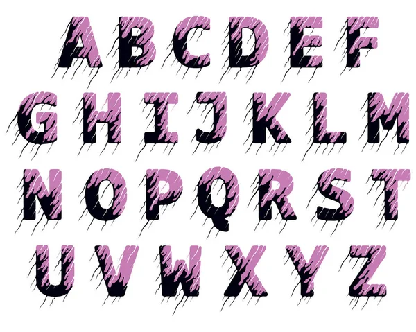 Alfabeto Decorativo Con Jirones Revoloteando Viento Letras Vectoriales Con Gotas — Archivo Imágenes Vectoriales