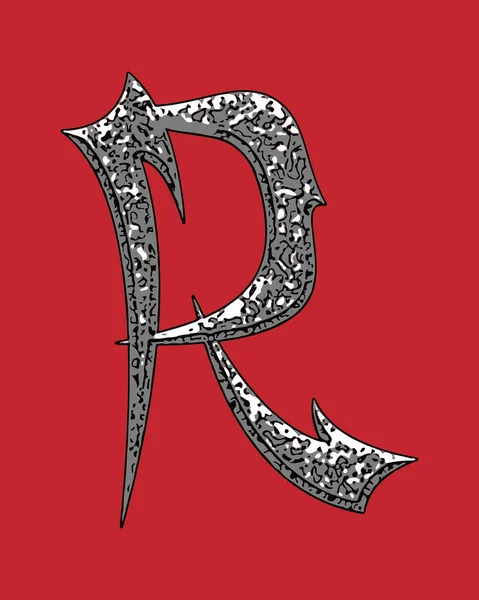 Lettre Biseautée Avec Surface Grossière Sur Fond Rouge — Image vectorielle