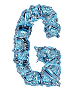 Mavi kristal yazı tipi. Cam italik büyük harf..