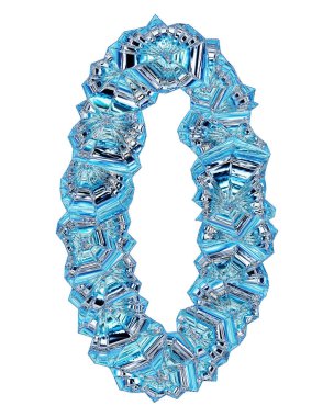 Mavi kristal yazı tipi. Cam italik büyük harf..