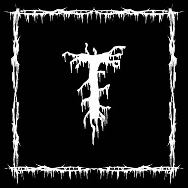 Metal müzik bandı yazı tipi. Siyah arka planda beyaz lekeli ve yırtık pırtık bir harf..