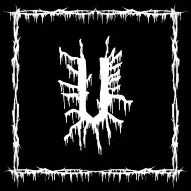 Metal müzik bandı yazı tipi. Siyah arka planda beyaz lekeli ve yırtık pırtık bir harf..