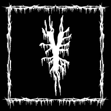 Metal müzik bandı yazı tipi. Siyah arka planda beyaz lekeli ve yırtık pırtık bir harf..