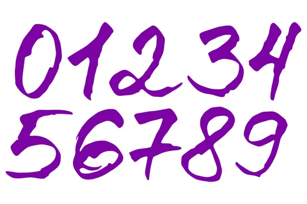 Violette Inkt Nummers Geïsoleerd Witte Achtergrond Vector Illustratie — Stockvector