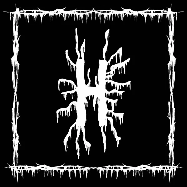 Metal müzik bandı yazı tipi. Siyah arka planda beyaz lekeli ve yırtık pırtık bir harf..