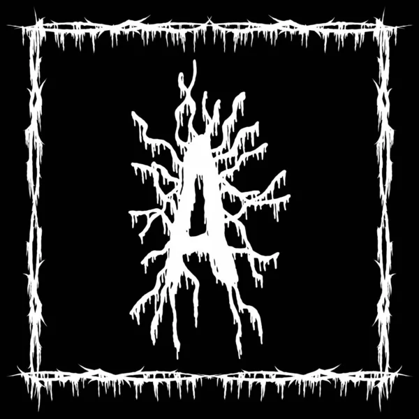 Metal müzik bandı yazı tipi. Siyah arka planda beyaz lekeli ve yırtık pırtık bir harf..