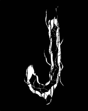 Siyah arkaplanda cadılık yazıtipi / beyaz harf.