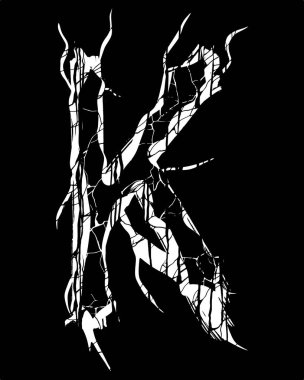 Siyah arkaplanda cadılık yazıtipi / beyaz harf.