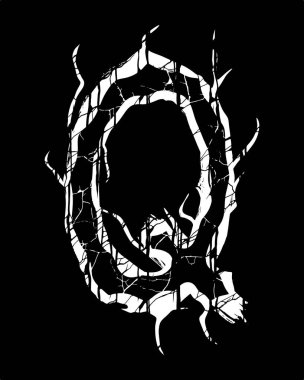 Siyah arkaplanda cadılık yazıtipi / beyaz harf.