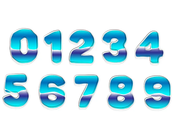 Decorative Gradient Blue Numbers Isolated White Background — Stock Vector