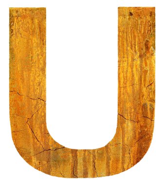 Çatlak paslı kaba harf beyaz arkaplanda izole edildi.