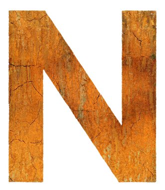 Çatlak paslı kaba harf beyaz arkaplanda izole edildi.