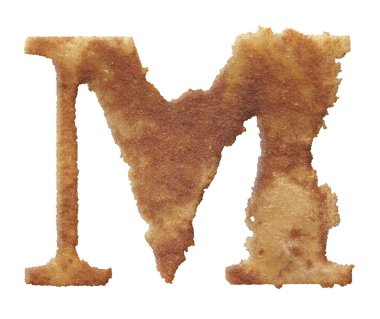 Paslı kaba kum harfi beyaz arkaplanda izole.