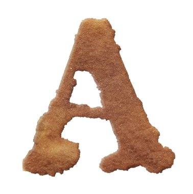 Paslı kaba kum harfi beyaz arkaplanda izole.