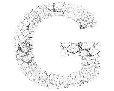 Çatlamış yüzey dokusuna sahip dekoratif harf beyaz arkaplanda izole edildi.