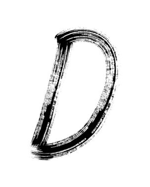 Beyaz arkaplanda yarı kuru düz fırça çizilmiş mektup izole edildi.