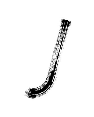 Beyaz arkaplanda yarı kuru düz fırça çizilmiş mektup izole edildi.