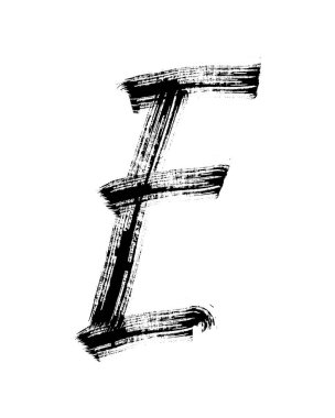 Beyaz arkaplanda yarı kuru düz fırça çizilmiş mektup izole edildi.