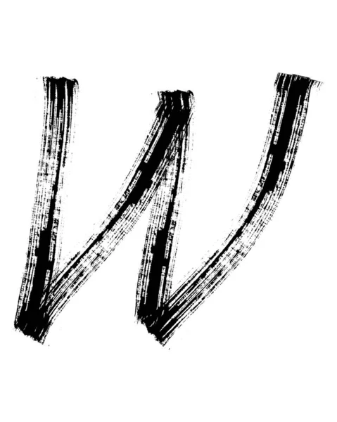Halbtrockene Flache Pinsel Handgezeichnete Buchstaben Isoliert Auf Weißem Hintergrund — Stockvektor