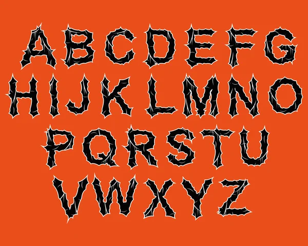 Alphabet Épineux Avec Des Cicatrices Sur Fond Orange — Image vectorielle