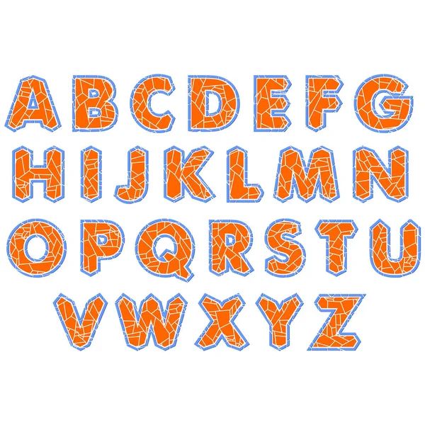 Alphabet Craquelé Décoratif Isolé Sur Fond Blanc — Image vectorielle
