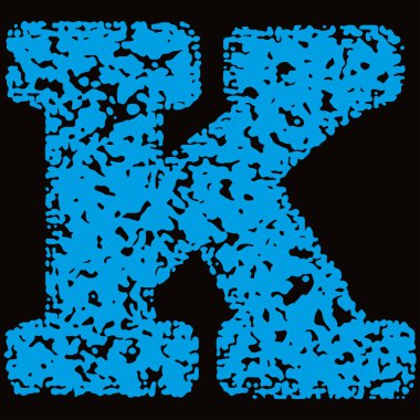 Siyah arkaplanda mavi grunge harfi.