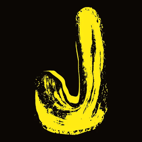 黑色背景上手工画的黄色字母 向量字母 — 图库矢量图片