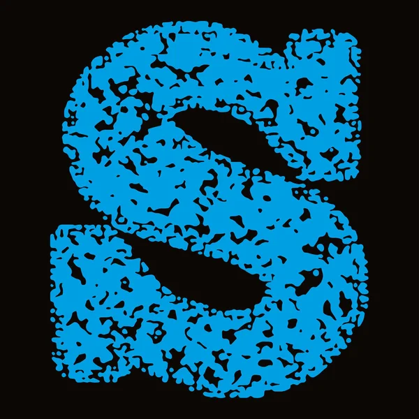 Grunge Bleu Lettre Sur Fond Noir — Image vectorielle