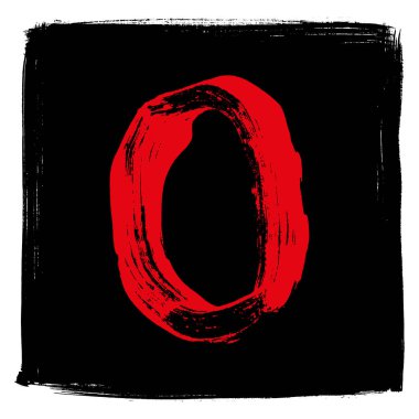 Siyah arkaplanda elle çizilmiş kırmızı harf. Vektör harfleri..