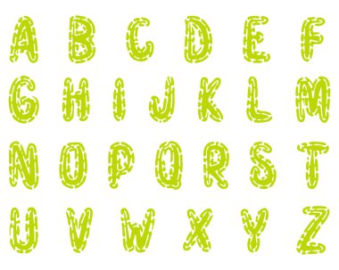 Yeşil vektör dekoratif yazı tipi.