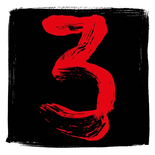 黑色背景上的手绘红色数字 向量字母 — 图库矢量图片