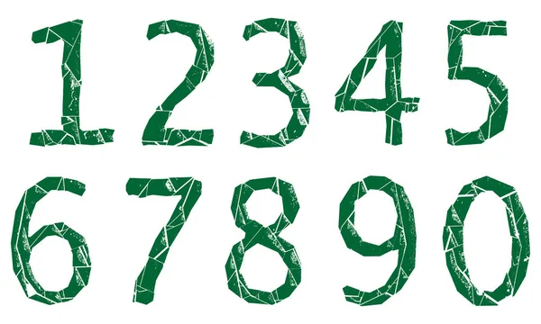 Green Grunge Gebrochene Ziffern Auf Weißem Hintergrund — Stockvektor