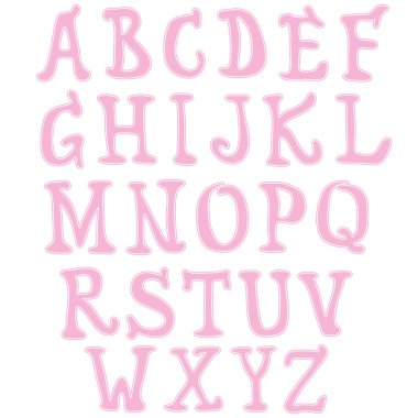 Pembe kız alfabesi. Sanat yazı tipi..