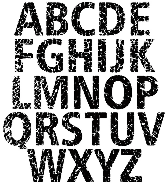 Cracked Stone Alphabet Art Fuente — Archivo Imágenes Vectoriales