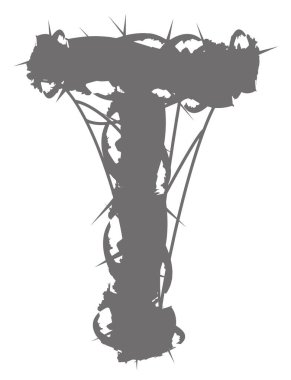 Yırtılmış vektör harfi. Sanat yazı tipi.