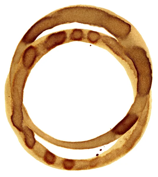 Kaffekopp Ring Fläckar Isolerade Vit Bakgrund — Stockfoto