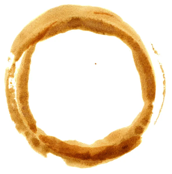 Kávé Csésze Gyűrű Foltok Elszigetelt Fehér Háttér — Stock Fotó