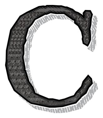 Vektör geometrik desenli harf. Sanat yazı tipi.