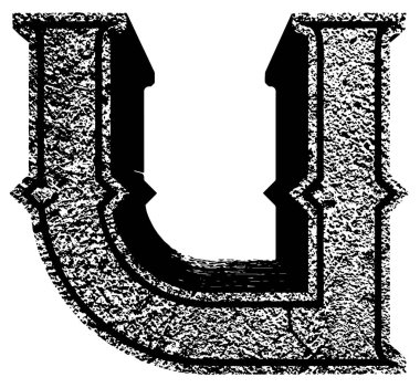 Somut kavisli harf. Sanat yazı tipi..