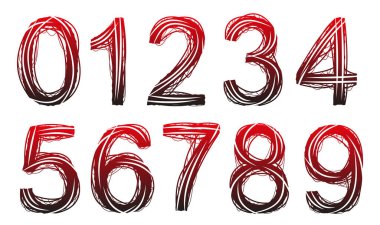 Bağlı ve ikiye bölünmüş yazı tipi. Vektör numaraları.