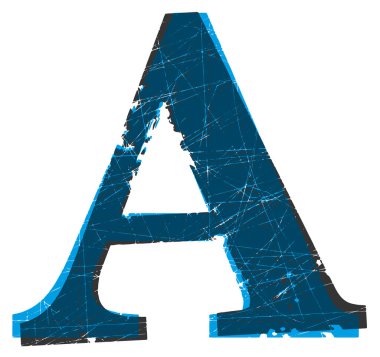 Değiştirilmiş yazı tipi. Eski çizik mektup..