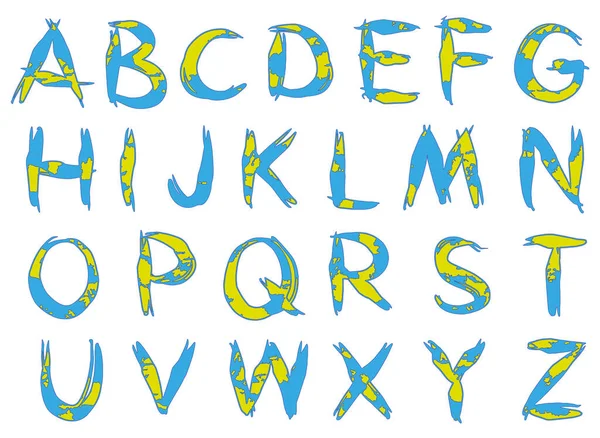 Цветной Каракули Alphabet Art Шрифта — стоковый вектор