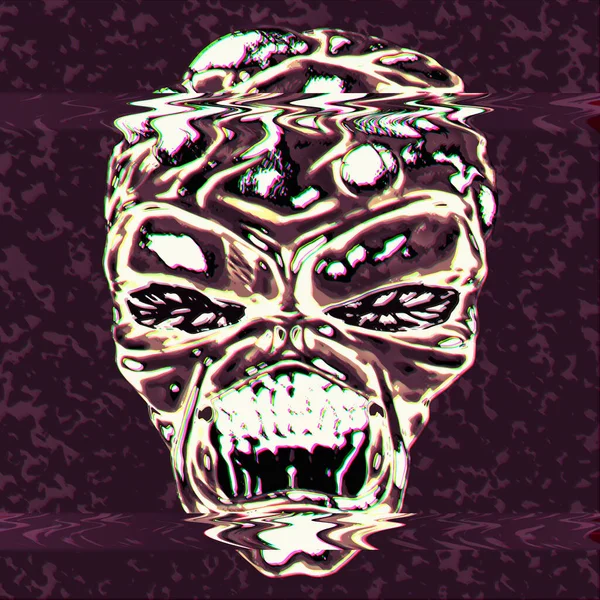 Monster Head Vhs Glitch Effekt Illustration — Stockfoto