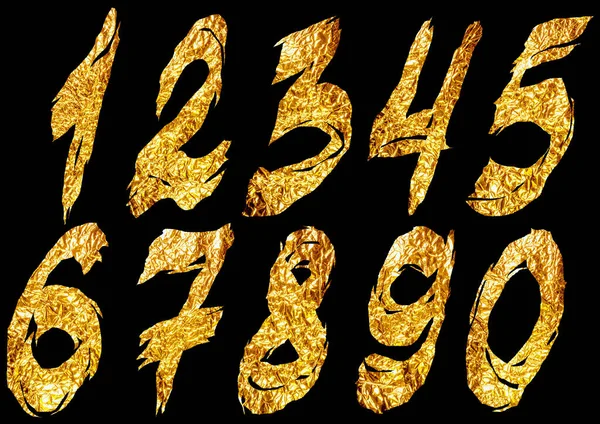 Золота Фольга Різьблених Арабських Цифр Чорному Тлі — стокове фото