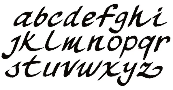 Handgezeichnete Pinselstriche Schriftart Vektor Kleinbuchstaben — Stockvektor