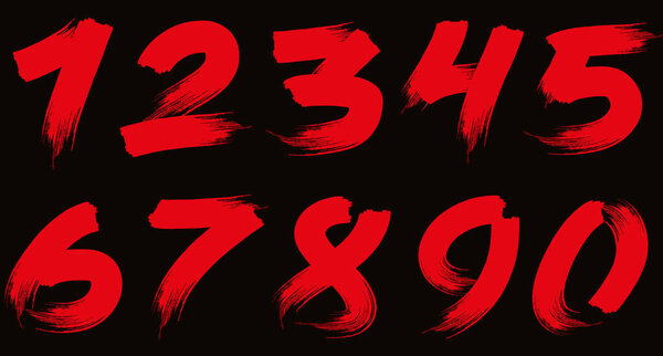 Красные числа мазков на черном фоне.