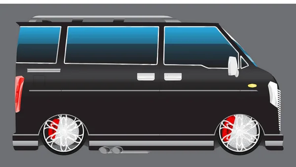 Black Van Japanese Kei Carro Vetor Ilustração — Vetor de Stock